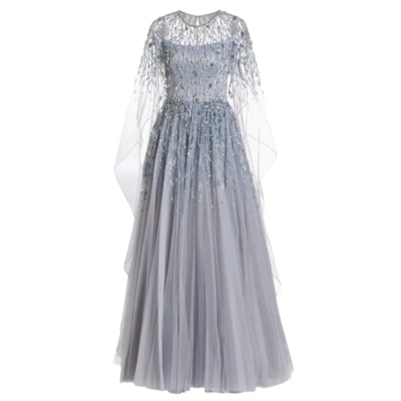 Jenny Packham Dresses & Skirts - Jenny Packham Pandora Embellished Cape Dress, Gown, Blue Size 6 NWT, MSRP $5200